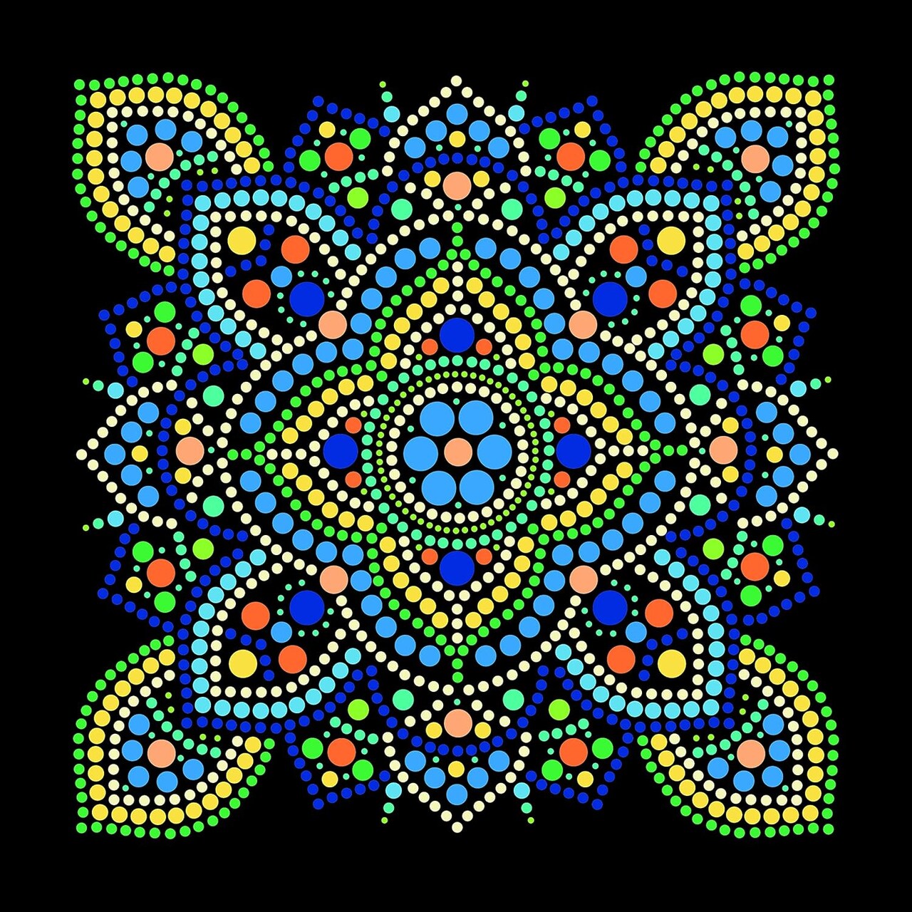 Paint by Numbers Kits – Modern Mandala Dot by Numbers Painting Kit for Adults & Kids, 14x14 Inch DIY Acrylic Art Craft with Textured Finish and Dotting Tools